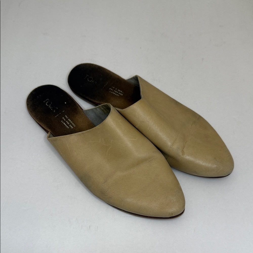 Toms Tan Leather Slip-On Loafers